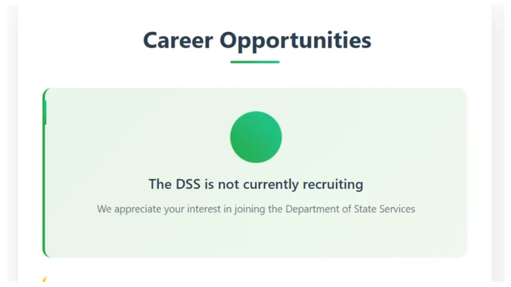 DSS Recruitment Portal Login