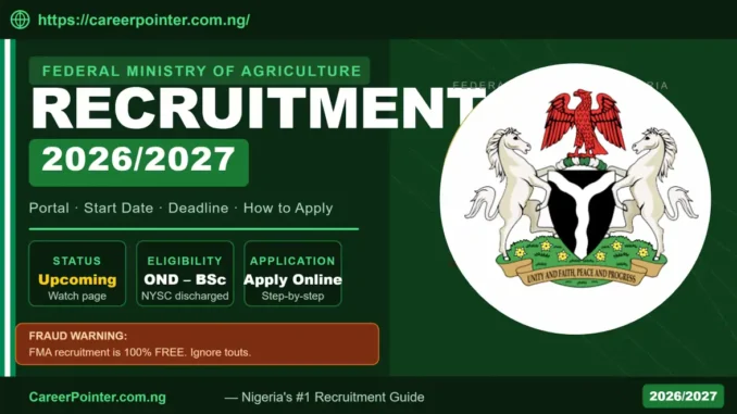 Federal Ministry of Agriculture Recruitment 2026/2027 Portal, Start Date
