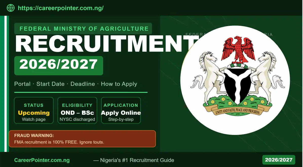 Federal Ministry of Agriculture Recruitment 2026/2027 Portal, Start Date