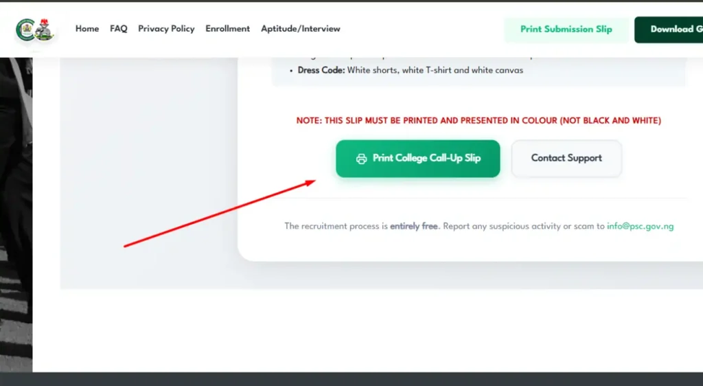 How to Print NPF College Call-Up Slip/Letter