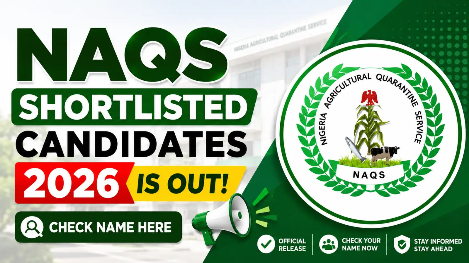 NAQS Shortlisted Candidates 2026 is Out